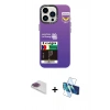 MARSİLYAN™- iPhone 13 Pro Max Kılıf Siluet Çizgi Koleksiyonu - Siyah 3D Antistatik Cam Ekran Koruyucu + Pers Alüminyum Kamera Lens - GI