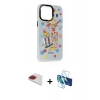 MARSİLYAN™- iPhone 13 Pro Max Kılıf Siluet Çizgi Koleksiyonu - Siyah 3D Antistatik Cam Ekran Koruyucu + Pers Alüminyum Kamera Lens - KI