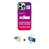 MARSİLYAN™- iPhone 13 Pro Max Kılıf Siluet Çizgi Koleksiyonu - Siyah 3D Antistatik Cam Ekran Koruyucu + Pers Alüminyum Kamera Lens - GD