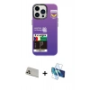 MARSİLYAN™- iPhone 13 Pro Max Kılıf Siluet Çizgi Koleksiyonu - Siyah 3D Antistatik Cam Ekran Koruyucu + Rainbow Kamera Lens Koruma Cam - REGD