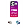 MARSİLYAN™- iPhone 13 Pro Max Kılıf Siluet Çizgi Koleksiyonu - Siyah 3D Antistatik Cam Ekran Koruyucu + Rainbow Kamera Lens Koruma Cam - KI