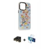MARSİLYAN™- iPhone 13 Pro Max Kılıf Siluet Çizgi Koleksiyonu - Siyah 3D Antistatik Cam Ekran Koruyucu + Raze Metal Kamera Lens - GD