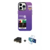 MARSİLYAN™- iPhone 13 Pro Max Kılıf Siluet Çizgi Koleksiyonu - Siyah 3D Antistatik Cam Ekran Koruyucu + Raze Metal Kamera Lens - GD