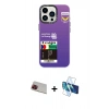 MARSİLYAN™- iPhone 13 Pro Max Kılıf Siluet Çizgi Koleksiyonu - Siyah 3D Antistatik Cam Ekran Koruyucu + Rainbow Kamera Lens Koruma Cam - KI