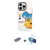 MARSİLYAN™- iPhone 13 Pro Max Kılıf Siluet Çizgi Koleksiyonu - Siyah 3D Antistatik Cam Ekran Koruyucu + Renkli Kamera Lens Koruma Cam - SI