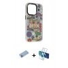 MARSİLYAN™- iPhone 13 Pro Max Kılıf Siluet Çizgi Koleksiyonu - Siyah 3D Antistatik Cam Ekran Koruyucu + Shine Kamera Lens Koruma Cam - MI