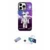 MARSİLYAN™- iPhone 13 Pro Max Kılıf Siluet Çizgi Koleksiyonu - Siyah 3D Antistatik Cam Ekran Koruyucu + Shine Kamera Lens Koruma Cam - MI