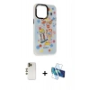 MARSİLYAN™- iPhone 13 Pro Max Kılıf Siluet Çizgi Koleksiyonu - Siyah 3D Antistatik Cam Ekran Koruyucu + Shine Kamera Lens - GD