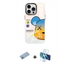 MARSİLYAN™- iPhone 13 Pro Max Kılıf Siluet Çizgi Koleksiyonu - Siyah 3D Antistatik Cam Ekran Koruyucu + Shine Kamera Lens Koruma Cam - MI