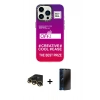 MARSİLYAN™- iPhone 13 Pro Max Kılıf Siluet Çizgi Koleksiyonu - Siyah 3D Antistatik Hayalet Cam Ekran Koruyucu + Raze Metal Kamera Lens - GD