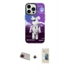 MARSİLYAN™- iPhone 13 Pro Max Kılıf Siluet Çizgi Koleksiyonu - Siyah 6D Mat Seramik Hayalet Nano Ekran Koruyucu + Kırmızı Rainbow Kamera Lens Koruma Cam
