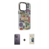MARSİLYAN™- iPhone 13 Pro Max Kılıf Siluet Çizgi Koleksiyonu - Siyah 6D Mat Seramik Hayalet Nano Ekran Koruyucu + Neon Fosforlu Kamera Lens - BZ