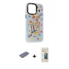 MARSİLYAN™- iPhone 13 Pro Max Kılıf Siluet Çizgi Koleksiyonu - Siyah 6D Mat Seramik Hayalet Nano Ekran Koruyucu + Renkli Kamera Lens Koruma Cam - PE