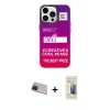 MARSİLYAN™- iPhone 13 Pro Max Kılıf Siluet Çizgi Koleksiyonu - Siyah 6D Mat Seramik Hayalet Nano Ekran Koruyucu + Kırmızı Rainbow Kamera Lens Koruma Cam