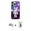MARSİLYAN™- iPhone 13 Pro Max Kılıf Siluet Çizgi Koleksiyonu - Siyah 6D Mat Seramik Hayalet Nano Ekran Koruyucu + Rainbow Kamera Lens Koruma Cam - BZ