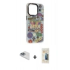 MARSİLYAN™- iPhone 13 Pro Max Kılıf Siluet Çizgi Koleksiyonu - Siyah 6D Mat Seramik Hayalet Nano Ekran Koruyucu + Pers Alüminyum Kamera Lens - SABE