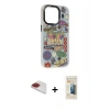 MARSİLYAN™- iPhone 13 Pro Max Kılıf Siluet Çizgi Koleksiyonu - Siyah 6D Mat Seramik Hayalet Nano Ekran Koruyucu + Pers Alüminyum Kamera Lens - KI
