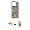 MARSİLYAN™- iPhone 13 Pro Max Kılıf Siluet Çizgi Koleksiyonu - Siyah 6D Mat Seramik Hayalet Nano Ekran Koruyucu + Pers Alüminyum Kamera Lens - GD