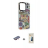 MARSİLYAN™- iPhone 13 Pro Max Kılıf Siluet Çizgi Koleksiyonu - Siyah 6D Mat Seramik Hayalet Nano Ekran Koruyucu + Renkli Kamera Lens Koruma Cam - TU