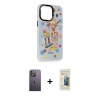 MARSİLYAN™- iPhone 13 Pro Max Kılıf Siluet Çizgi Koleksiyonu - Siyah 6D Mat Seramik Hayalet Nano Ekran Koruyucu + Neon Fosforlu Kamera Lens - BZ