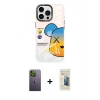 MARSİLYAN™- iPhone 13 Pro Max Kılıf Siluet Çizgi Koleksiyonu - Siyah 6D Mat Seramik Hayalet Nano Ekran Koruyucu + Neon Fosforlu Kamera Lens - YL