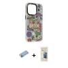 MARSİLYAN™- iPhone 13 Pro Max Kılıf Siluet Çizgi Koleksiyonu - Siyah 6D Mat Seramik Hayalet Nano Ekran Koruyucu + Shine Kamera Lens Koruma Cam - MI