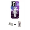 MARSİLYAN™- iPhone 13 Pro Max Kılıf Siluet Çizgi Koleksiyonu - Siyah Bilvis 3D Cam Ekran Koruyucu + Beyaz Rainbow Kamera Lens Koruma Cam