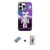 MARSİLYAN™- iPhone 13 Pro Max Kılıf Siluet Çizgi Koleksiyonu - Siyah Bilvis 3D Cam Ekran Koruyucu + Shine Kamera Lens Koruma Cam - GI