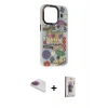 MARSİLYAN™- iPhone 13 Pro Max Kılıf Siluet Çizgi Koleksiyonu - Siyah Bilvis 3D Cam Ekran Koruyucu + Pers Alüminyum Kamera Lens - GI