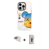 MARSİLYAN™- iPhone 13 Pro Max Kılıf Siluet Çizgi Koleksiyonu - Siyah Bilvis 3D Cam Ekran Koruyucu + Pers Alüminyum Kamera Lens - GD