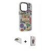 MARSİLYAN™- iPhone 13 Pro Max Kılıf Siluet Çizgi Koleksiyonu - Siyah Bilvis 3D Cam Ekran Koruyucu + Pers Alüminyum Kamera Lens - GD
