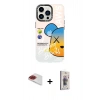 MARSİLYAN™- iPhone 13 Pro Max Kılıf Siluet Çizgi Koleksiyonu - Siyah Bilvis 3D Cam Ekran Koruyucu + Pers Alüminyum Kamera Lens - KI
