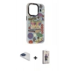 MARSİLYAN™- iPhone 13 Pro Max Kılıf Siluet Çizgi Koleksiyonu - Siyah Bilvis 3D Cam Ekran Koruyucu + Pers Alüminyum Kamera Lens - LT