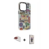 MARSİLYAN™- iPhone 13 Pro Max Kılıf Siluet Çizgi Koleksiyonu - Siyah Bilvis 3D Cam Ekran Koruyucu + Pers Alüminyum Kamera Lens - KI