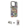 MARSİLYAN™- iPhone 13 Pro Max Kılıf Siluet Çizgi Koleksiyonu - Siyah Bilvis 3D Cam Ekran Koruyucu + Rose Gold Rainbow Kamera Lens Koruma Cam