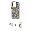 MARSİLYAN™- iPhone 13 Pro Max Kılıf Siluet Çizgi Koleksiyonu - Siyah Bilvis 3D Mat Cam Ekran Koruyucu + Pers Alüminyum Kamera Lens - GD