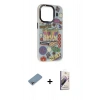 MARSİLYAN™- iPhone 13 Pro Max Kılıf Siluet Çizgi Koleksiyonu - Siyah Bilvis 3D Mat Cam Ekran Koruyucu + Shine Kamera Lens Koruma Cam - GI