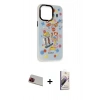 MARSİLYAN™- iPhone 13 Pro Max Kılıf Siluet Çizgi Koleksiyonu - Siyah Bilvis 3D Mat Cam Ekran Koruyucu + Rainbow Kamera Lens Koruma Cam - KI