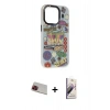 MARSİLYAN™- iPhone 13 Pro Max Kılıf Siluet Çizgi Koleksiyonu - Siyah Bilvis 3D Mat Cam Ekran Koruyucu + Rainbow Kamera Lens Koruma Cam - KI