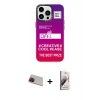 MARSİLYAN™- iPhone 13 Pro Max Kılıf Siluet Çizgi Koleksiyonu - Siyah Bilvis 3D Mat Cam Ekran Koruyucu + Rainbow Kamera Lens Koruma Cam - KI