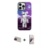 MARSİLYAN™- iPhone 13 Pro Max Kılıf Siluet Çizgi Koleksiyonu - Siyah Bilvis 3D Mat Cam Ekran Koruyucu + Rainbow Kamera Lens Koruma Cam - KI