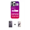 MARSİLYAN™- iPhone 13 Pro Max Kılıf Siluet Çizgi Koleksiyonu - Siyah Bilvis 3D Mat Cam Ekran Koruyucu + Neon Fosforlu Kamera Lens - BZ