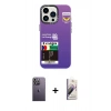 MARSİLYAN™- iPhone 13 Pro Max Kılıf Siluet Çizgi Koleksiyonu - Siyah Bilvis 3D Mat Cam Ekran Koruyucu + Neon Fosforlu Kamera Lens - BZ