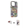 MARSİLYAN™- iPhone 13 Pro Max Kılıf Siluet Çizgi Koleksiyonu - Siyah Bilvis 3D Mat Cam Ekran Koruyucu + Pers Alüminyum Kamera Lens - KI