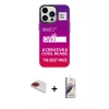 MARSİLYAN™- iPhone 13 Pro Max Kılıf Siluet Çizgi Koleksiyonu - Siyah Bilvis 3D Mat Cam Ekran Koruyucu + Pers Alüminyum Kamera Lens - KI