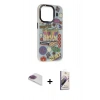 MARSİLYAN™- iPhone 13 Pro Max Kılıf Siluet Çizgi Koleksiyonu - Siyah Bilvis 3D Mat Cam Ekran Koruyucu + Pers Alüminyum Kamera Lens - GI