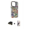 MARSİLYAN™- iPhone 13 Pro Max Kılıf Siluet Çizgi Koleksiyonu - Siyah Bilvis 3D Mat Cam Ekran Koruyucu + Raze Metal Kamera Lens - GD