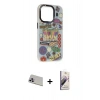 MARSİLYAN™- iPhone 13 Pro Max Kılıf Siluet Çizgi Koleksiyonu - Siyah Bilvis 3D Mat Cam Ekran Koruyucu + Rainbow Kamera Lens Koruma Cam - MR