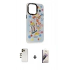 MARSİLYAN™- iPhone 13 Pro Max Kılıf Siluet Çizgi Koleksiyonu - Siyah Bilvis 3D Mat Cam Ekran Koruyucu + Shine Kamera Lens - GD