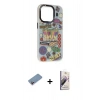MARSİLYAN™- iPhone 13 Pro Max Kılıf Siluet Çizgi Koleksiyonu - Siyah Bilvis 3D Mat Cam Ekran Koruyucu + Shine Kamera Lens Koruma Cam - PE